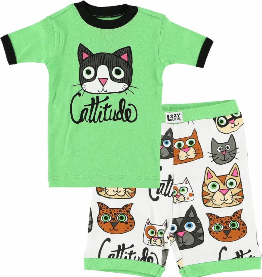 Lazy One Kids' Short-Sleeve Summer Pajama Set - Comfortable Boys & Girls Sleepwear