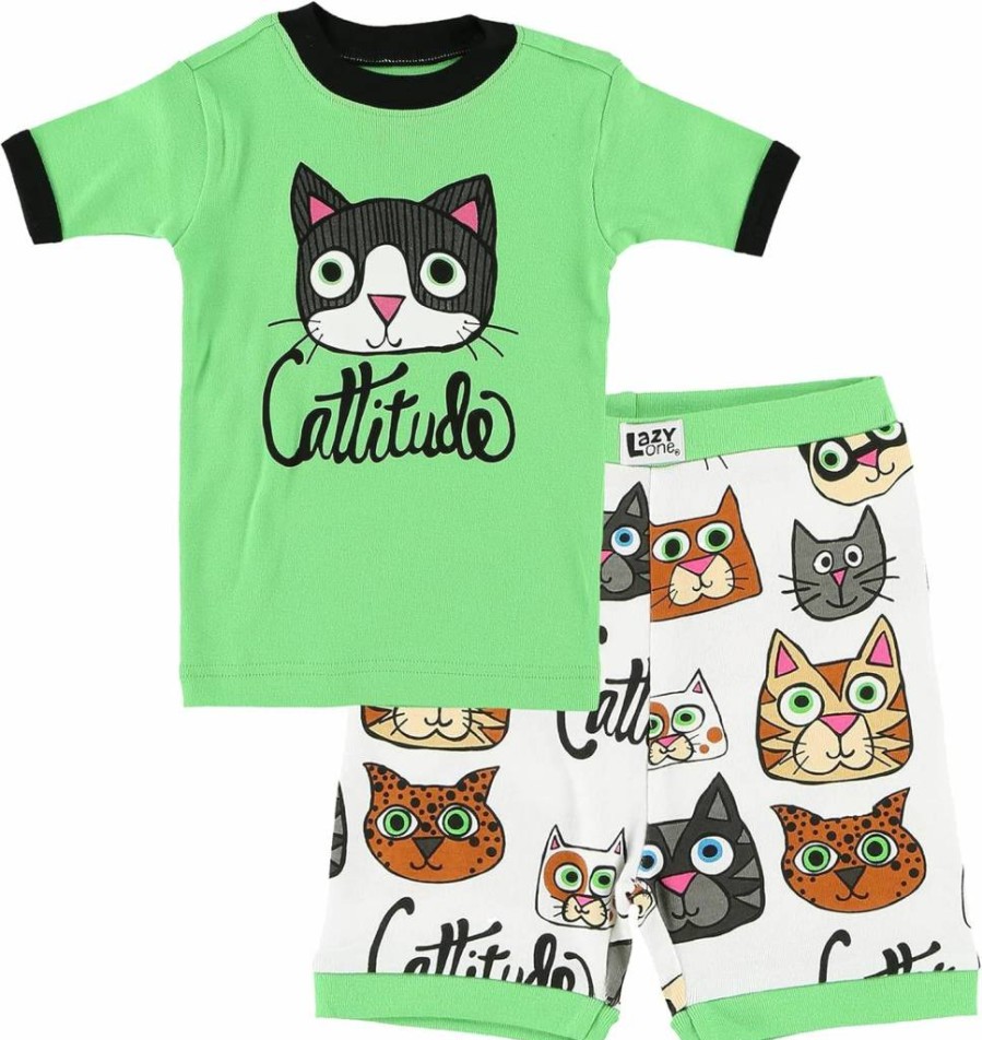Lazy One Kids' Summer Short-Sleeve Pajama Set - Comfortable & Cute Sleepwear for Boys and Girls