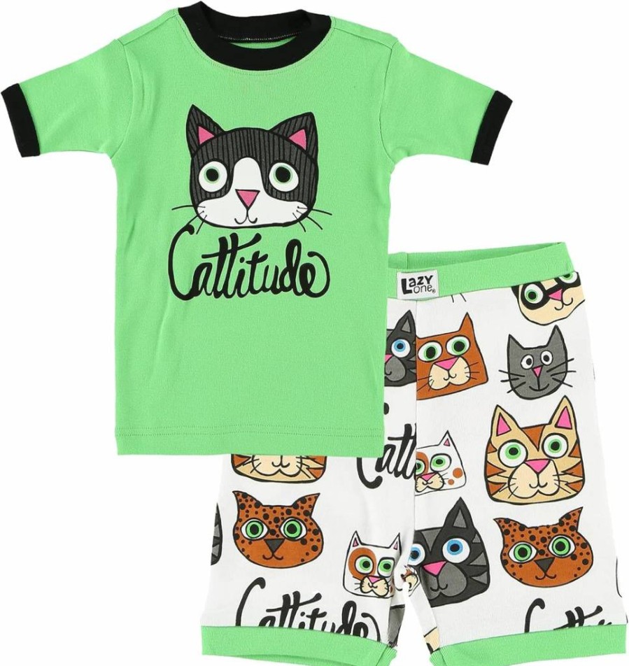 Lazy One Kids' Short-Sleeve Summer Pajama Set - Comfortable Boys & Girls Sleepwear