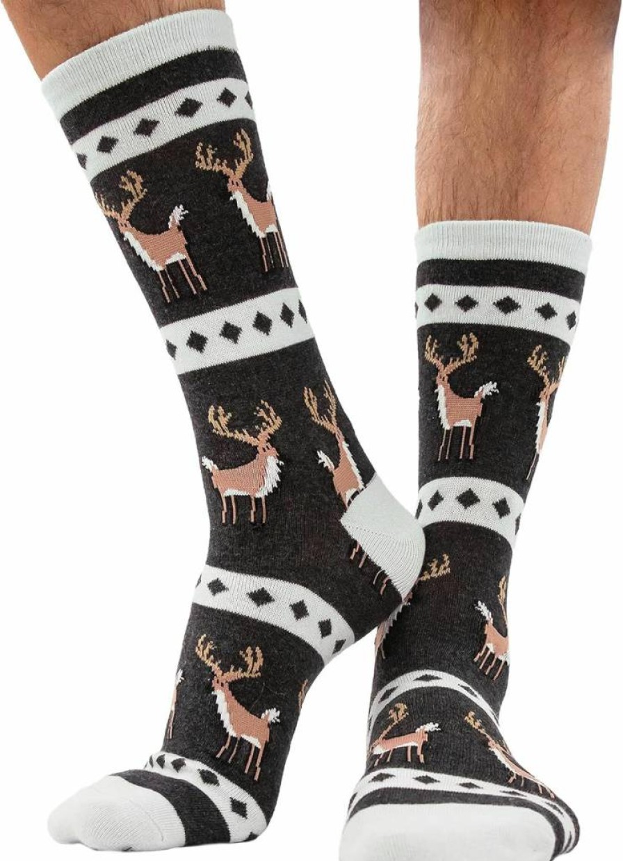 Lazy One Hunting Socks for Men & Women - Funny Deer & Gun Design Crew-Length Cotton Socks, Pack of 2, Novelty Gift for Hunters