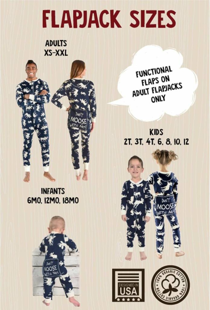 Lazy One Matching Family Pajama Sets for Adults, Kids, Teens, Babies & Dogs – Cozy Flapjacks Design