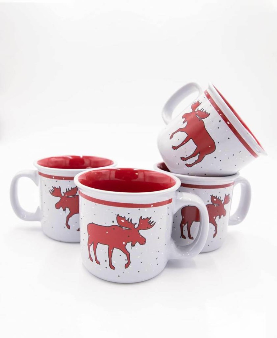 Lazy One Funny Moose Plaid Coffee Mugs Set Of 4 - Humorous Gift For Family, Friends, Coworkers & Office