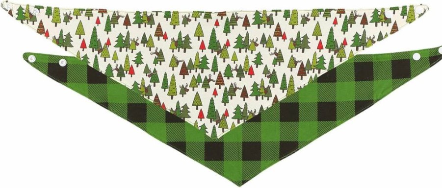 Lazy One Reversible Dog Bandana for Medium/Large Dogs - Cute Pet Bandana with Truck and Tree Design - Washable Dog Accessories for Labs and Big Breeds